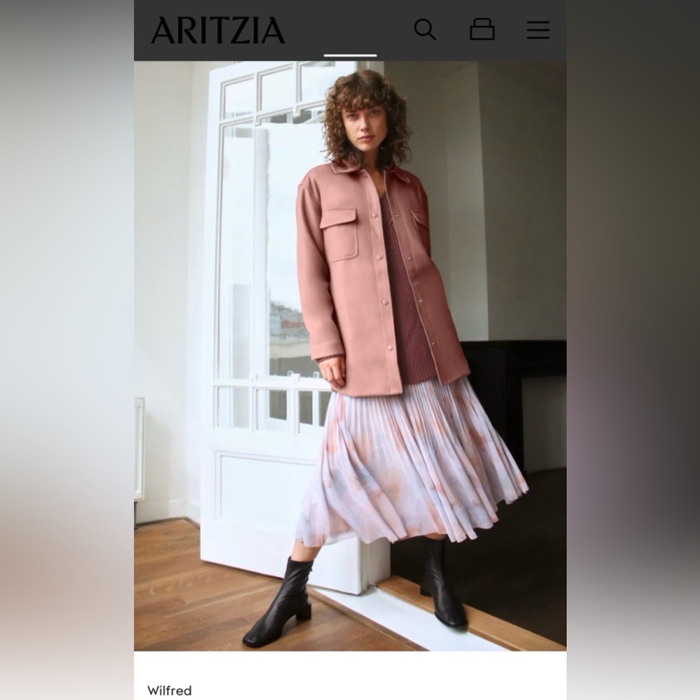 Aritzia Wilfred Pink Utility Wool Jacket with Belt